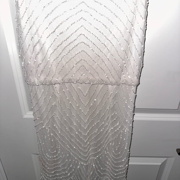 White beaded floor length lulus gown - Picture 3 of 5